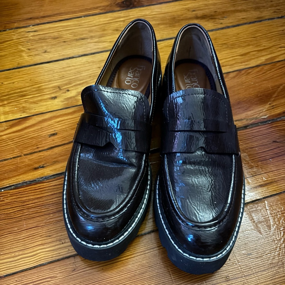 Franco Sarto Brown Patent Leather Loafers